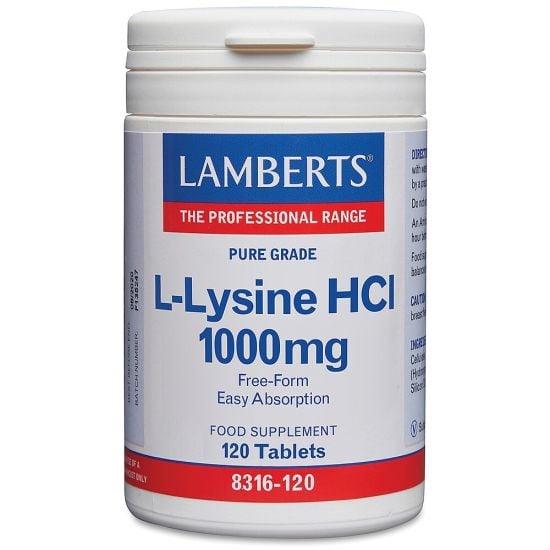 Lamberts L-Lysine HCl 1000mg 120 tablets