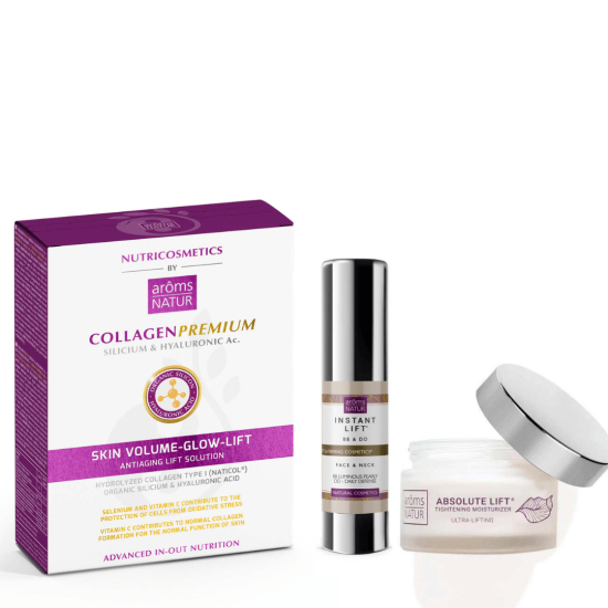 Set! Arôms Natur anti-ageing and firming cream, serum and collagen supplement