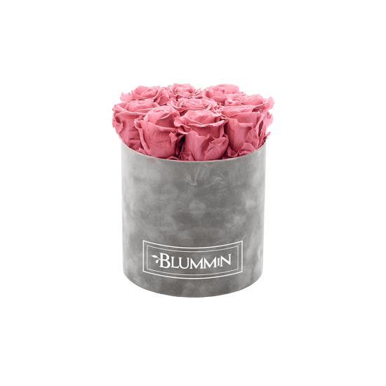 Blummin Medium light grey velvet stole Vintage Pink with roses