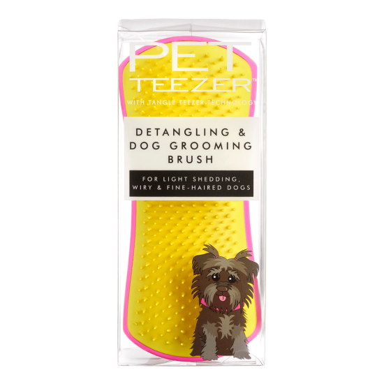 Pet Teezer Detangling & Dog Grooming Brush Pink & Yellow