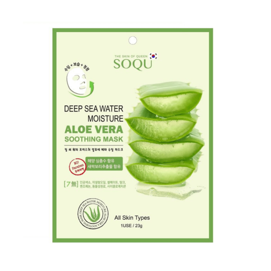 SOQU Deep Sea Water Moisture Aloe Vera Soothing Mask rahustav näomask 23g
