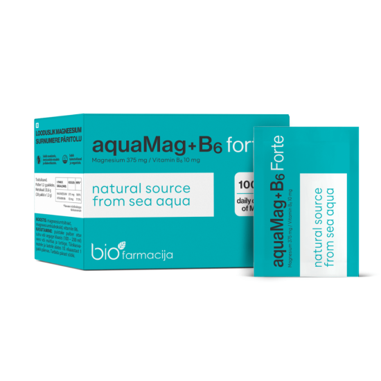 Biofarmacija aquaMag+B6 Forte toidulisand 28 pakki