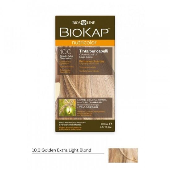 Biokap Nutricolor Permanent Hair Dye 10.0 Goldfi Extra Light Blond 140ml