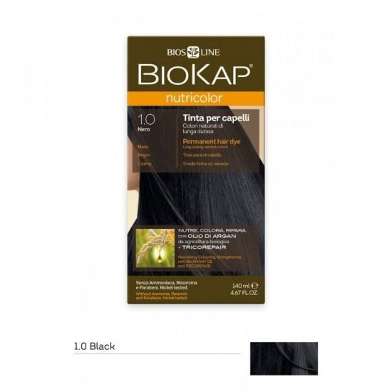 Biokap Nutricolor Permanent Hair Dye 1.0 Black 140ml