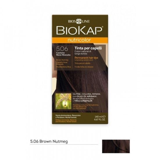 Biokap Nutricolor Permanent Hair Dye 5.06 Brown Nutmeg 140ml