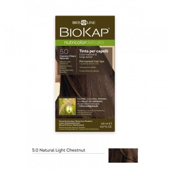 Biokap Nutricolor Delicato Permanent Hair Dye 5.0 Natural Light Chestnut 140ml