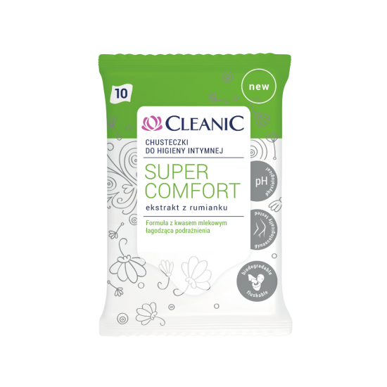 Cleanic Super Comfort Intimate Hygiene Wipes salvrätikud intiimpiirkonnale 10tk