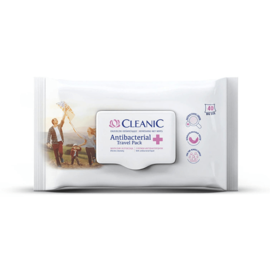 Cleanic Wet Wipes Travel Pack antibakteriaalsed salvrätikud 40tk
