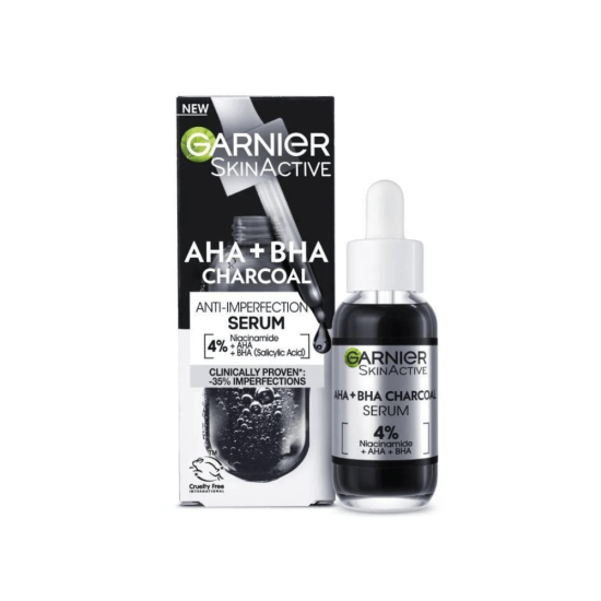 Garnier Skin Active 4% AHA + BHA & Niacinamide Charcoal Serum 30ml