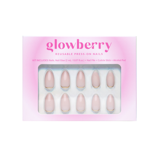 Glowberry Press On Nails Golden Line