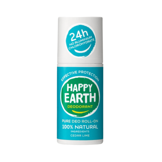 Happy Earth 100% Natural Deodorant Roll-On Cedar Lime 75ml