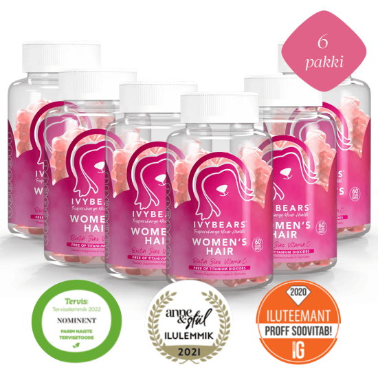 Set! 6x IvyBears hair growth accelerating and hair loss reducing gummy bears for womfi 6x60pcs