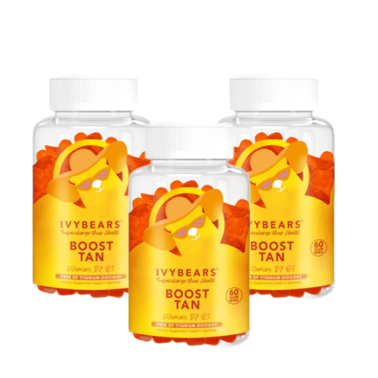 Set! 3x IvyBears Boost Tan tanning and skin protecting beta-carotene supplement 3x60pcs