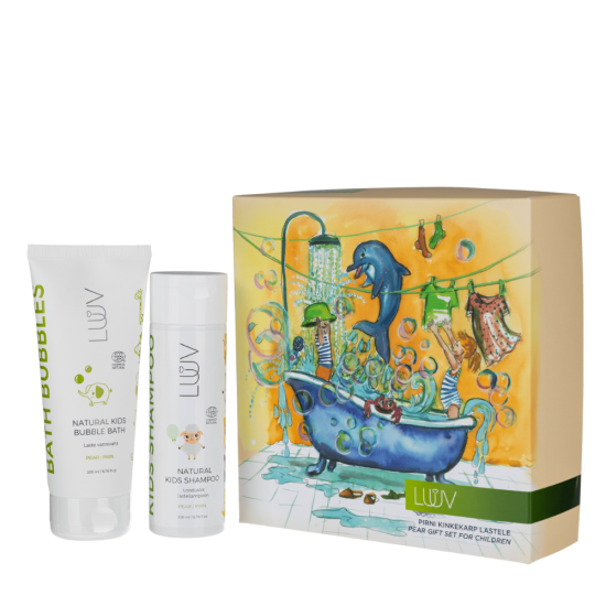 Luuv Pear Gift Box For Kids With Shampoo And Bath Foam
