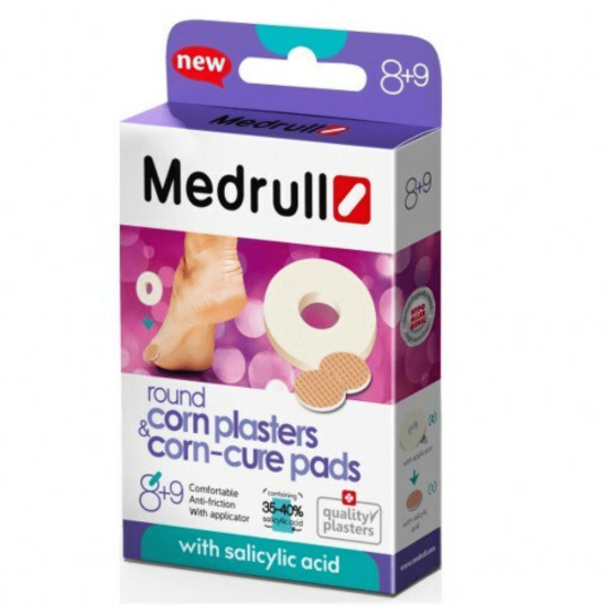 Medrull Round Corn Plasters 9pcs + Corn-Cure Pads 8pcs