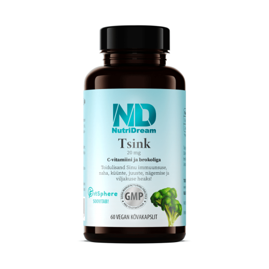 Nutridream Tsink (20 mg) C-vitamiini ja brokoliga