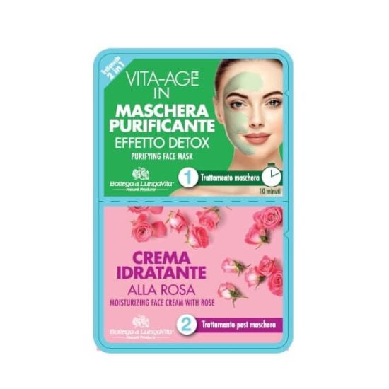 Vita-Age IN 2in1 Detox puhastav mask + niisutav roosi näokreem